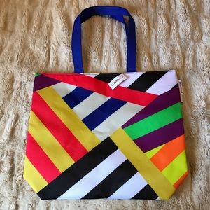 NWT Neon Stripe Clinique Tote Bag